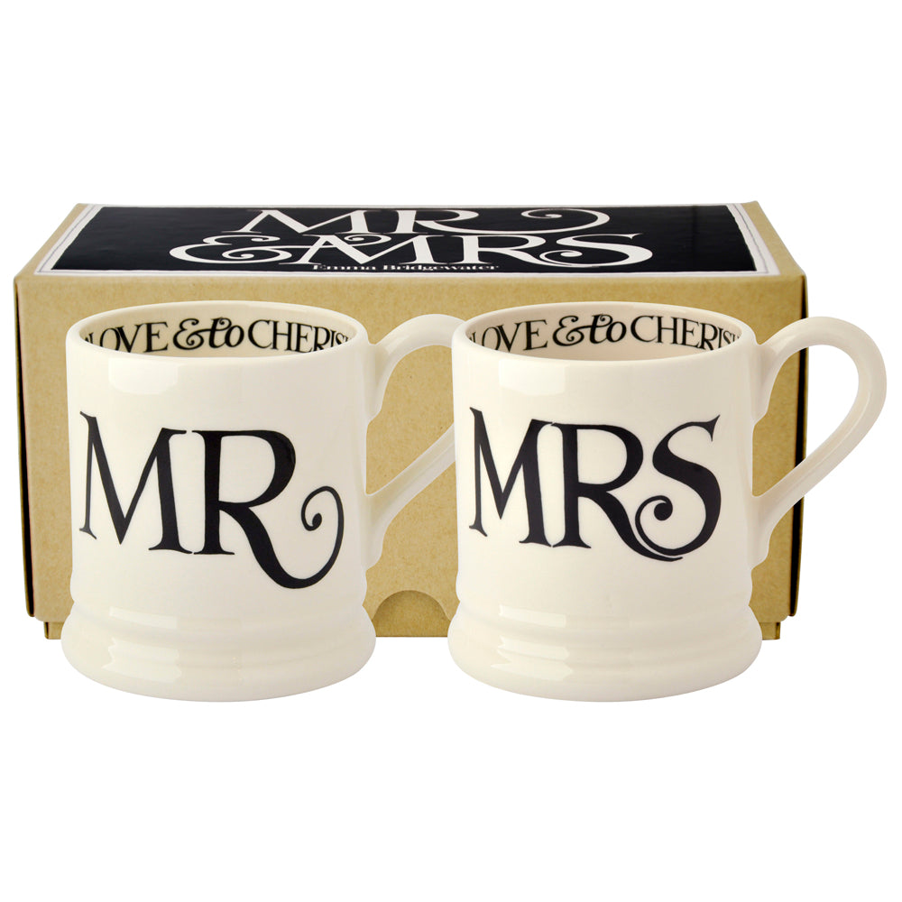 Black Toast Mr & Mrs 2 x 1/2 Pt Mugs Boxed