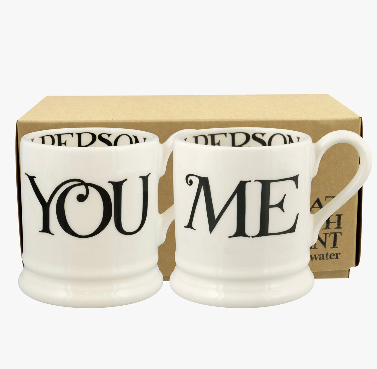 Black Toast You & Me Set Of 2 1/2 Pint Mugs